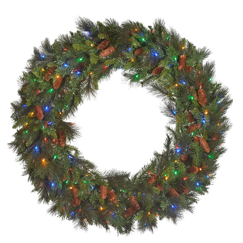 48" Mixed Noble Wreath with LED Concave Lights
