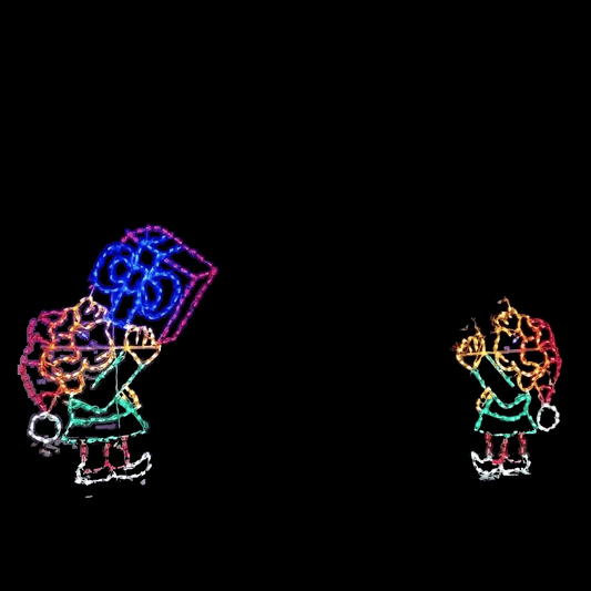 Elves Tossing Gift Animated LED Display
