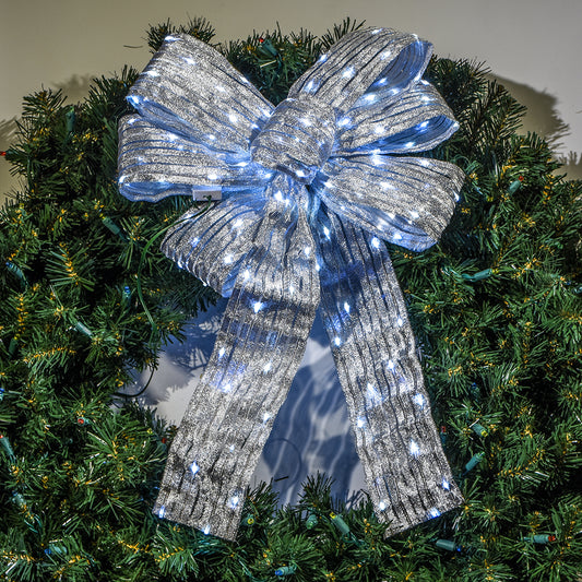 Illuma Bow 7 loops, Silver, A/C Twinkle Lights