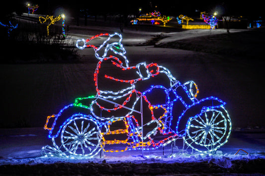 Santa Riding Motorcycle Animated LED Display