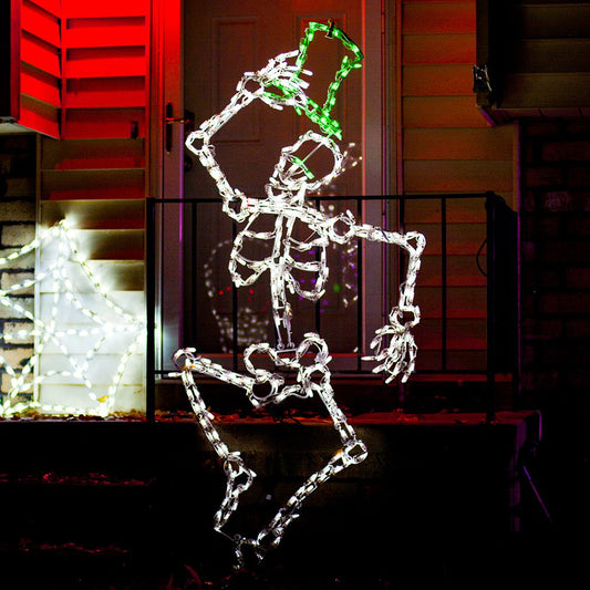 Dancing Skeleton with Green Hat LED Display (53")