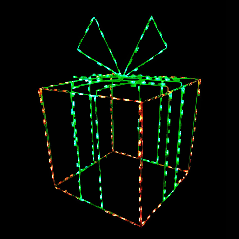 Large 3D Gift Box LED Display - Red/Green