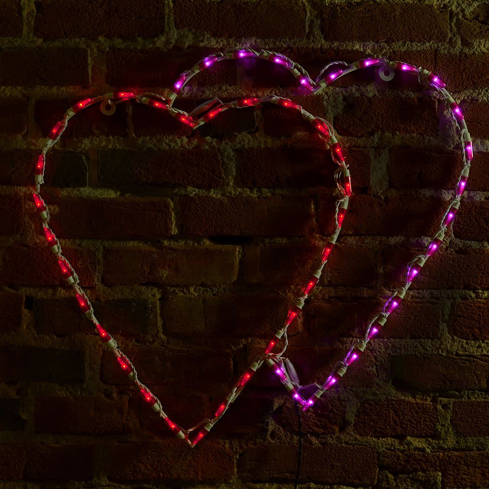 Double Heart LED Display - Red & Pink (29")