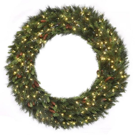 60" Mixed Noble Wreath with LED Concave Lights - Warm White