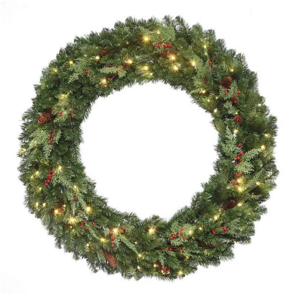 LED 60" Mountain Pine Wreath Warm White