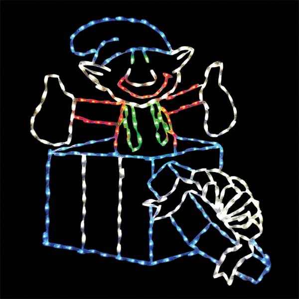 Elf popping out of Gift Box LED Display (50")