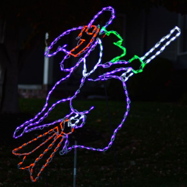Flying Witch on Broom Halloween LED Display (38")