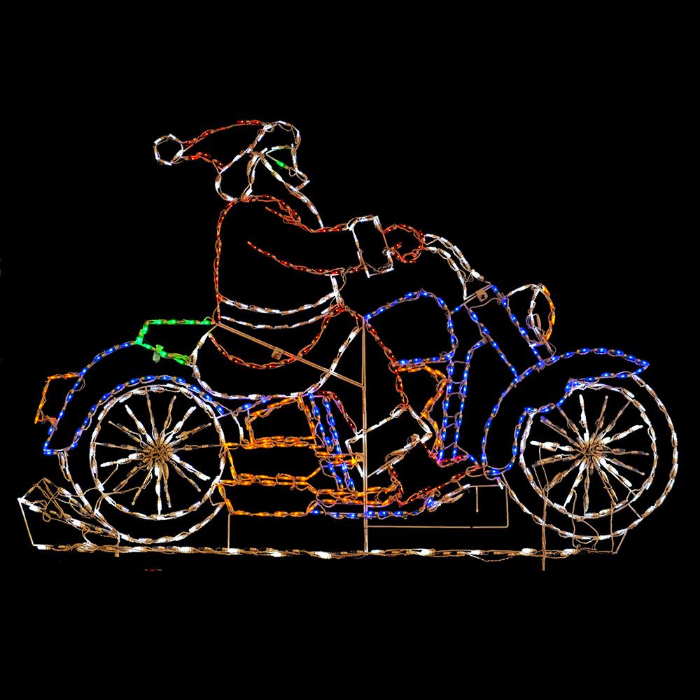 Santa Riding Motorcycle Animated LED Display