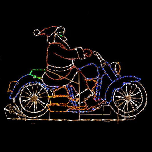 Santa Riding Motorcycle Animated LED Display (52")