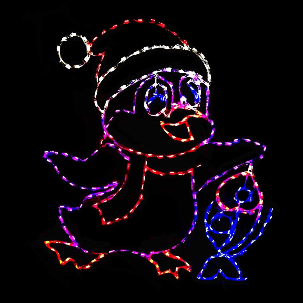 Penguin with Fish LED Display