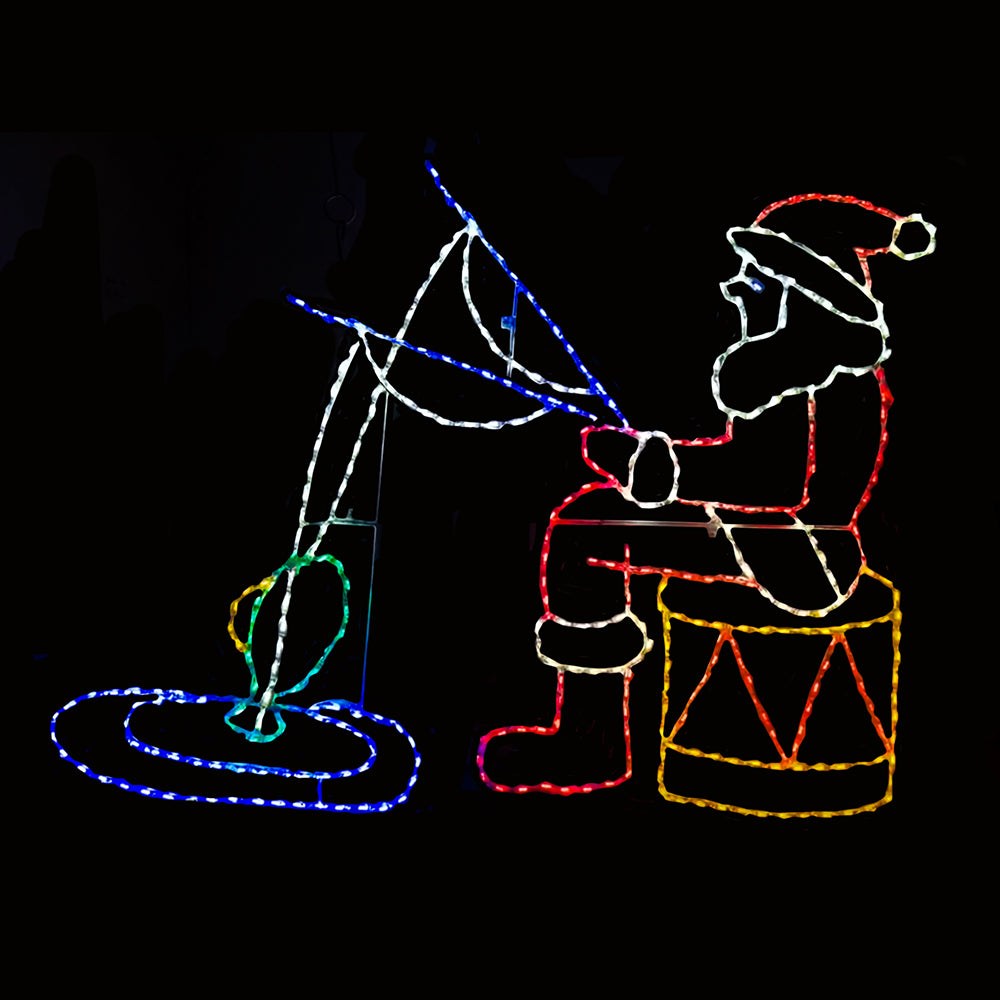 ceramic santa with fish and fishing pole Animated LED Display inviting you to celebrate Swedish Fish Mini Soft Muskellunge Color:MG98 Orange Gold