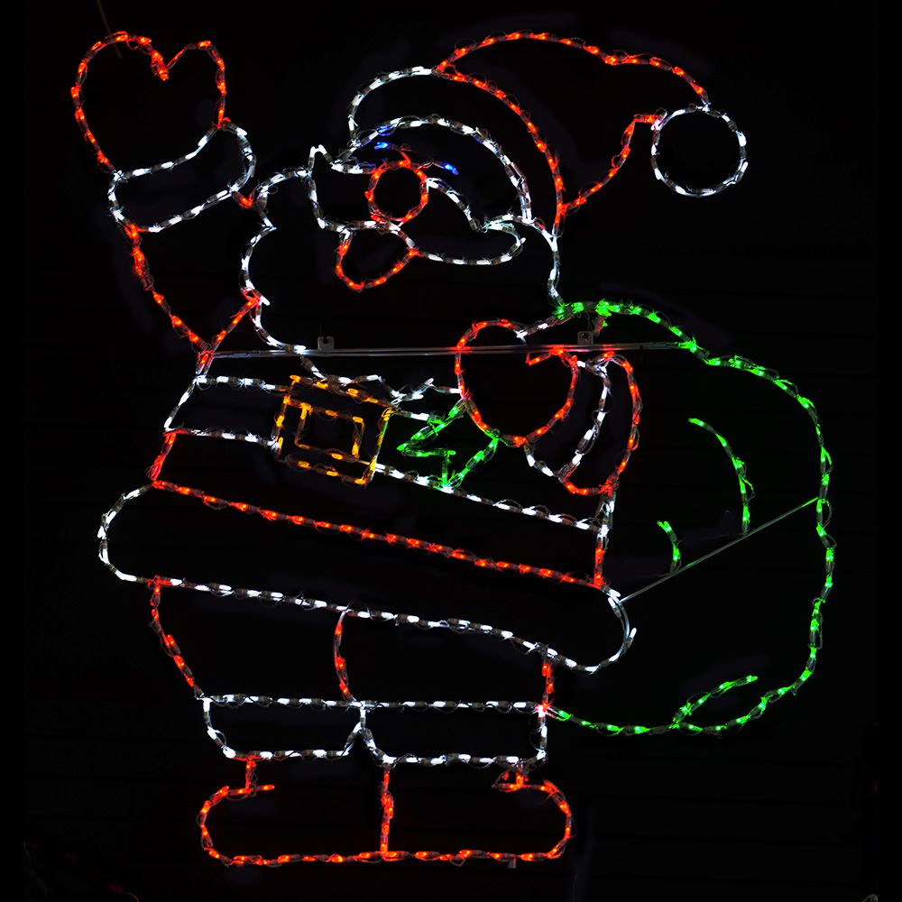 Jolly Santa with Bag of Presents LED Display (74")