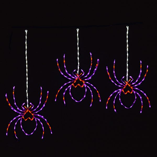 Three Hanging Spiders on Web LED Display (37")