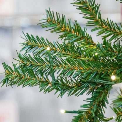 13' Alpine Tree with Warm White LED bulbs - needles and white lights close-up 3