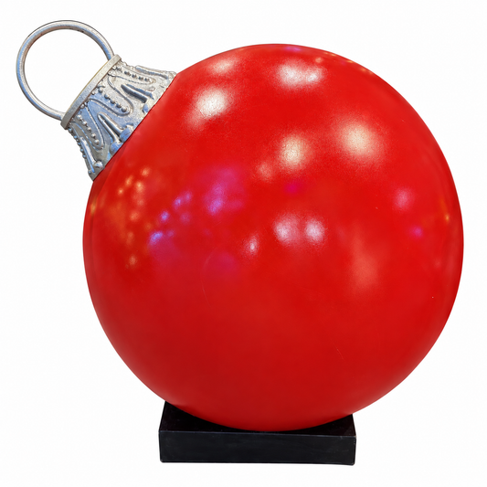 24" Fiberglass Ornament - Red with Silver Cap