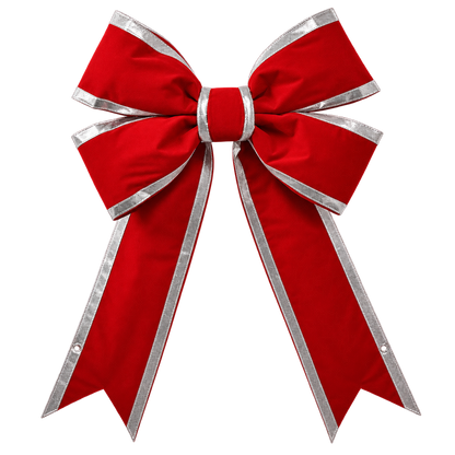 36" Bow Red Velvet Silver Trim 4-Loop