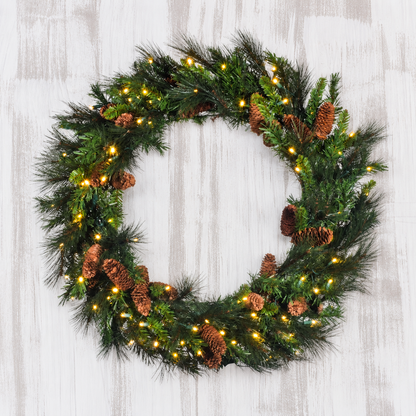 36" Mixed Noble Wreath with LED Concave Lights
