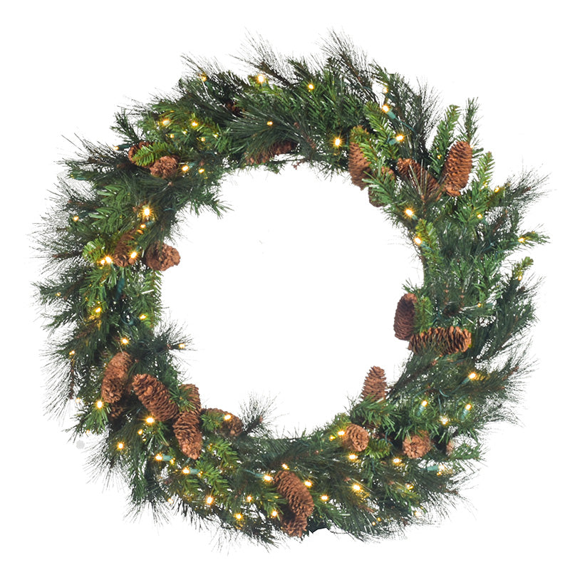 36" Mixed Noble Wreath with LED Concave Lights