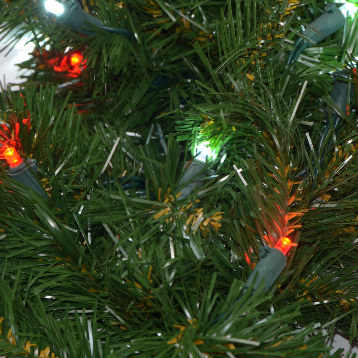 36" Sierra Fir Wreath with LED Concave Lights - greenery texture with lights, close-up 7