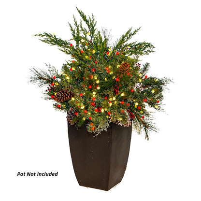 LED 40" Mountain Pine Container Filler AC Powered Red/Warm White