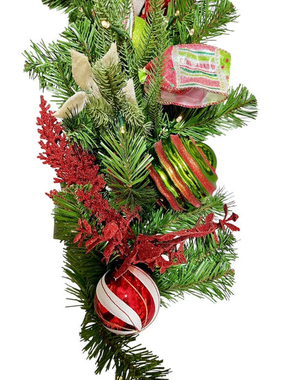 9' Festive Whimsy Decorated Garland with Battery Operated Lights