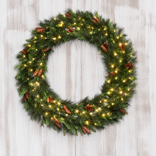48" Mixed Noble Wreath with LED Concave Lights
