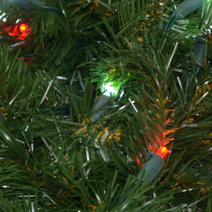48" Sierra Fir Wreath with LED Concave Lights - greenery texture with lights, close-up 7