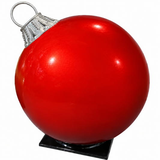 52" Fiberglass Ornament - Red with Silver Cap