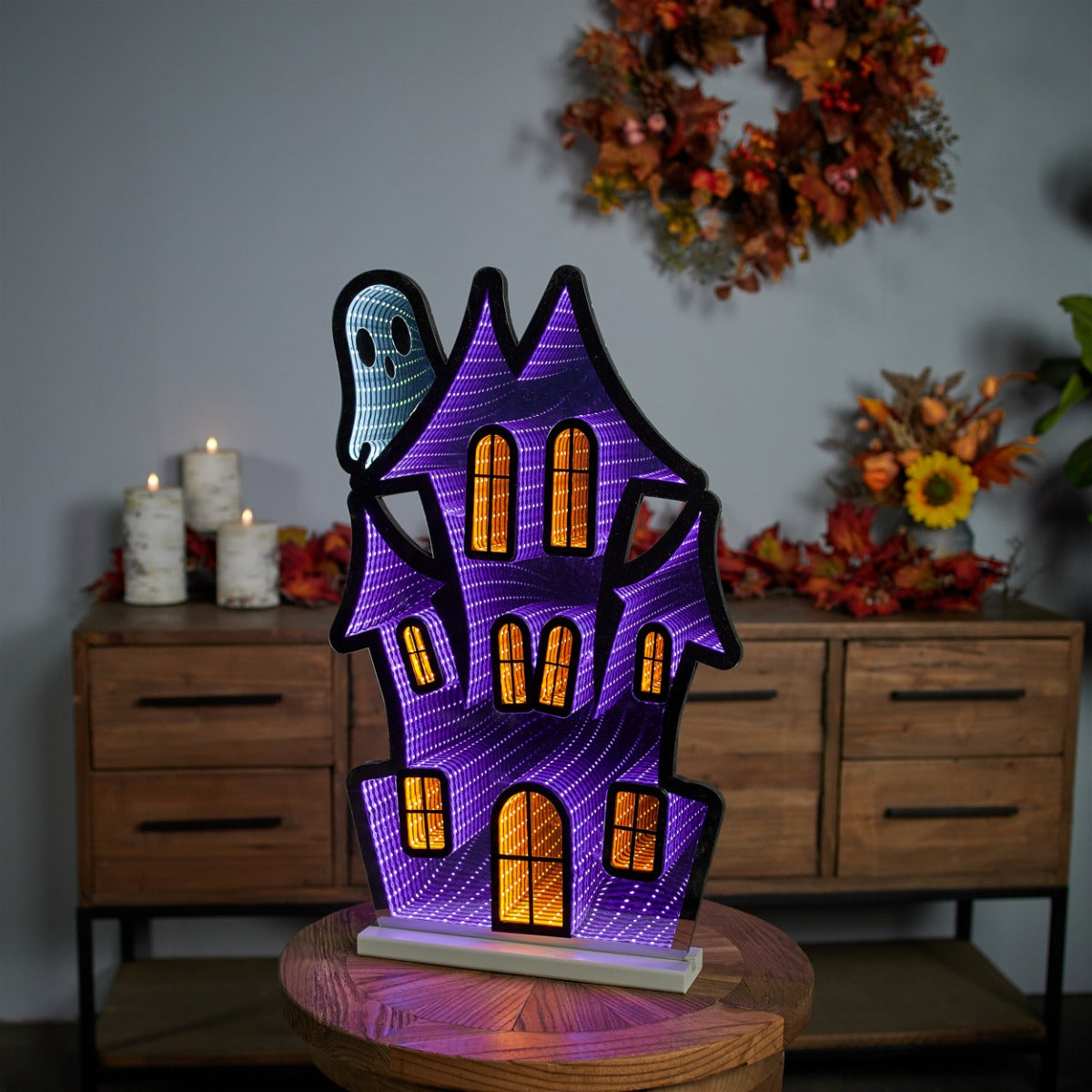 Haunted House with Ghost 23.5" H