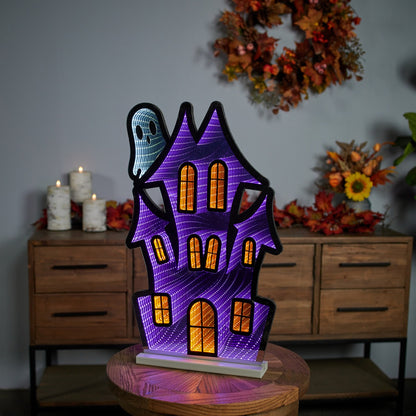 Haunted House with Ghost 23.5" H