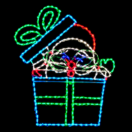 Santa in Gift Box Animated LED Display