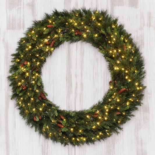 60" Mixed Noble Wreath with LED Concave Lights - Warm White