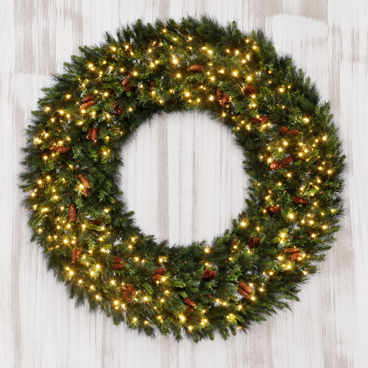 72" Mixed Noble Wreath with LED Concave Lights