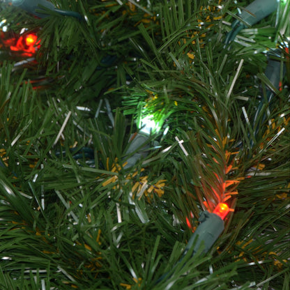 72" Sierra Fir Wreath with LED Concave Lights - greenery texture with lights, close-up 7