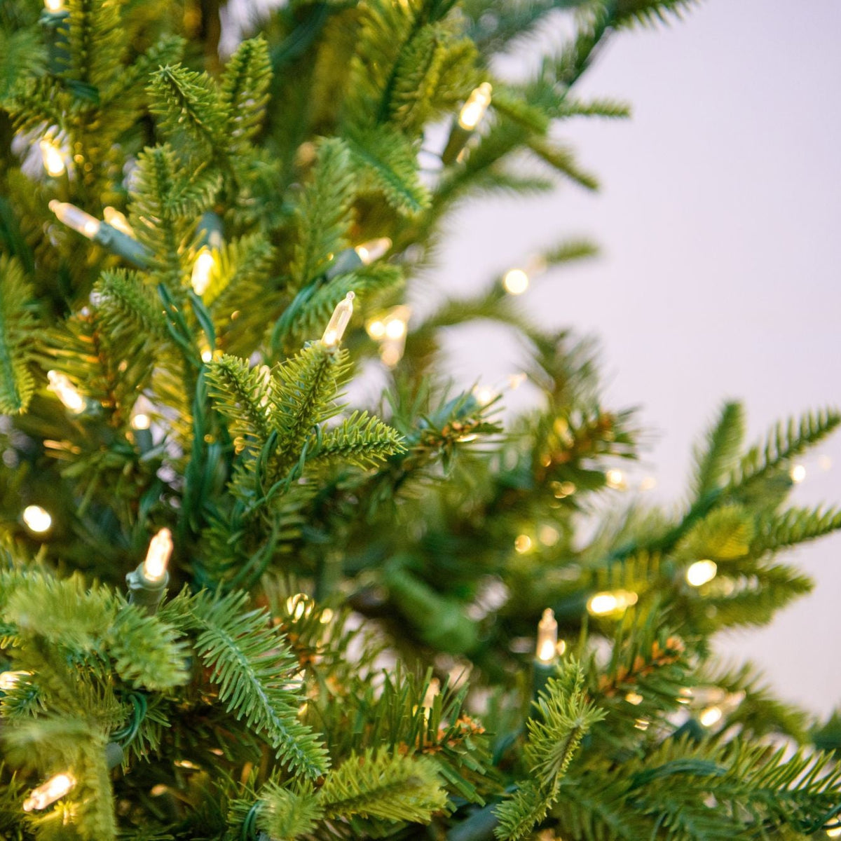 7.5' Norway Spruced Tree with LED White Warm Lights - needle and lights close-up 3
