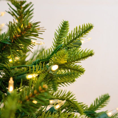 9.5' Norway Spruced Tree with LED White Warm Lights - needle and lights close-up 4