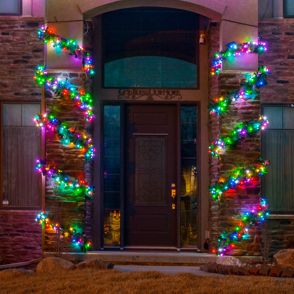9' Sierra Fir Garland with RGB LED Lights