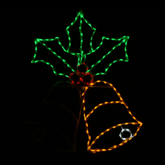 Blinking Bell with Holly Animated LED Display