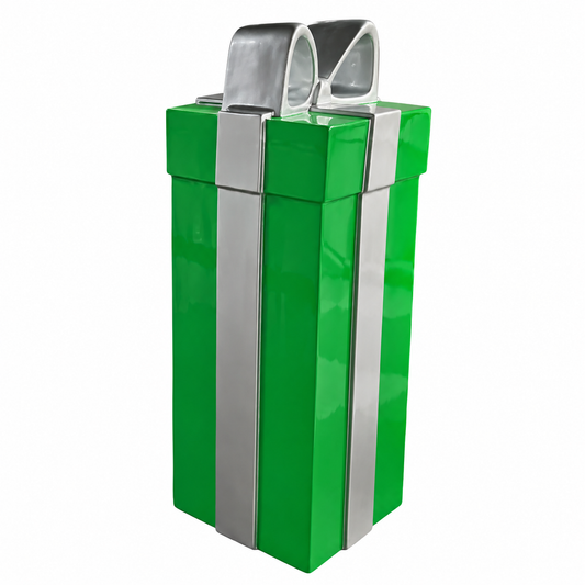 Fiberglass Present Green with Silver Bow