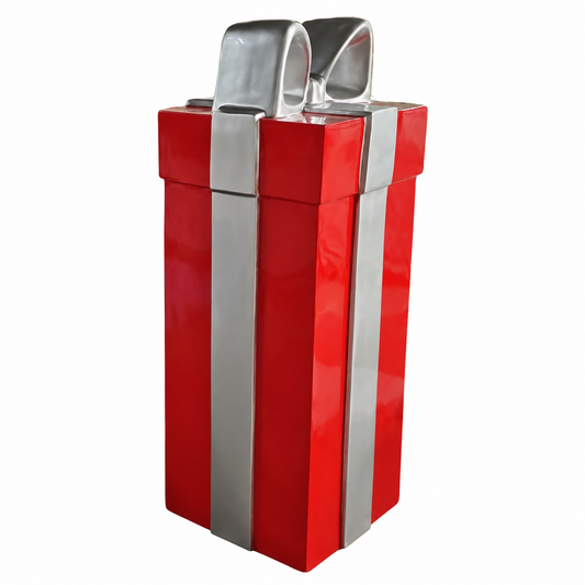 Fiberglass Present Red with Silver Bow