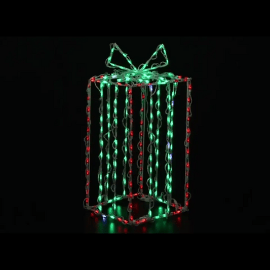 3D Gift Box 37, Red with Green Bow - Twinkle - animated
