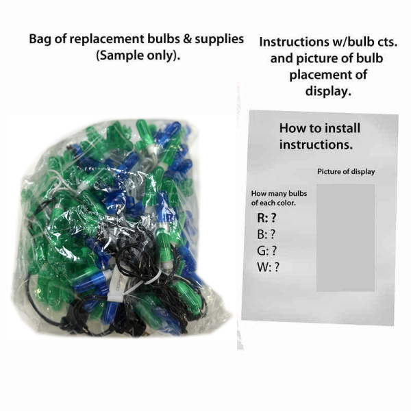 3D Gift Box Blue Box Green Bow Replacement Strand - bag of replacement bulbs and supplies (sample only)