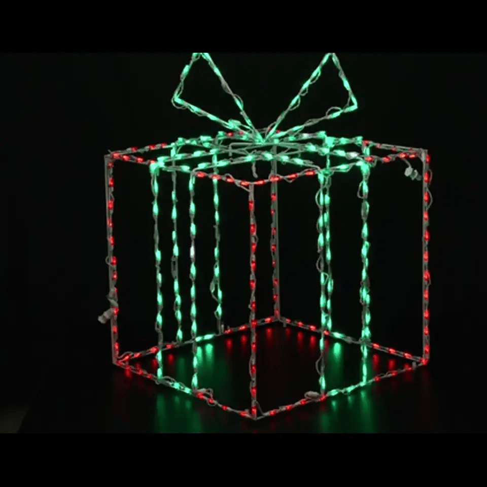 3D Gift Box large, Red with Green Bow - Twinkle - animated