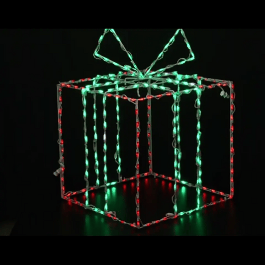 3D Gift Box large, Red with Green Bow - Twinkle - animated