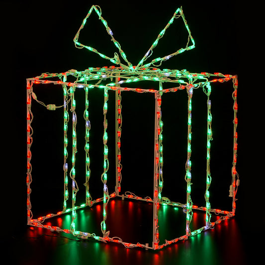 Large 3D Gift Box LED Display - Red/Green