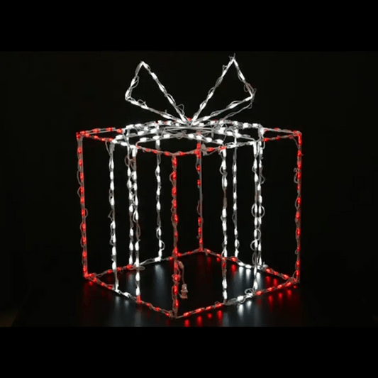 3D Gift Box Large, Red with White Bow - Twinkle - animated