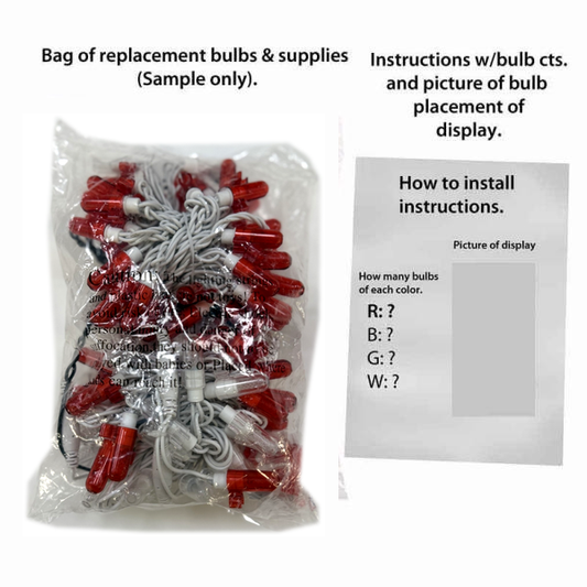 Gift Box 43 Red White Replacement Strand - bag of replacement bulbs and supplies (sample only)