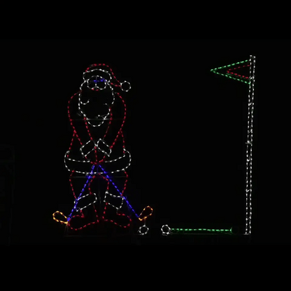 Golfing Santa Scene Animated LED Display - animated