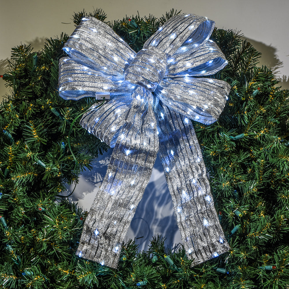 Illuma Bow 7 loops, Silver, A/C Twinkle Lights