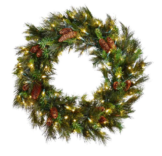 30" Mixed Noble Wreath with LED Concave Lights